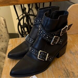Steve Madden Black Studded Ankle Boots